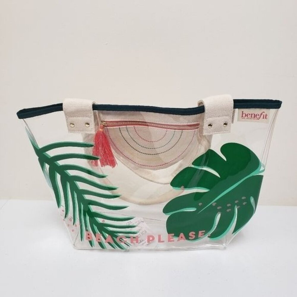 Benefit Beach Please Tote Bag Clear Canvas Handles - Picture 10 of 10